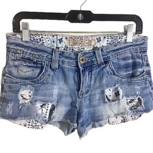 Vtg Y2K Bongo Micro Mini Denim Low Rise Shorts